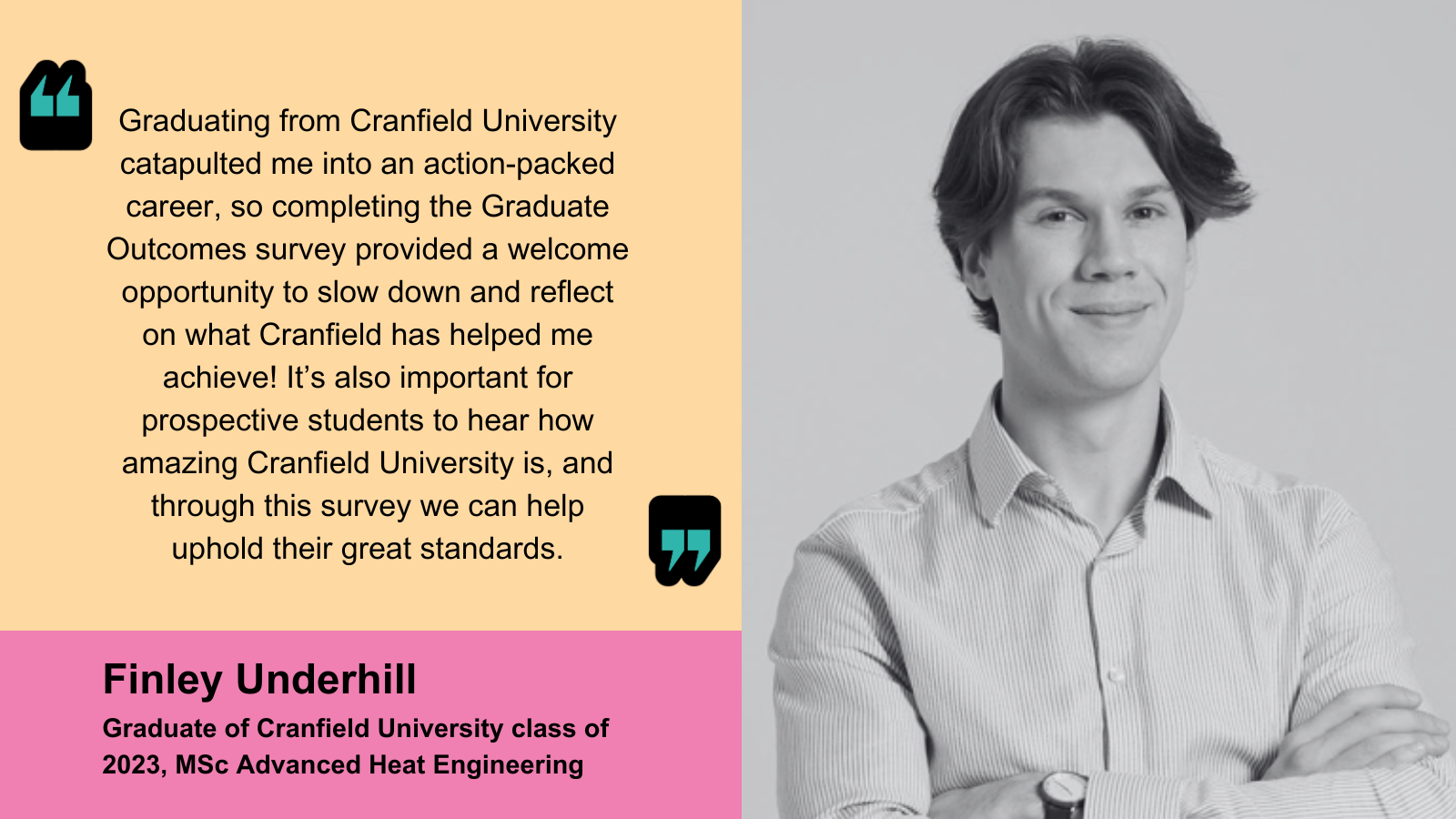 Finley Underhill, graduate of Cranfield University class of 2023, MSc Advanced Heat Engineering